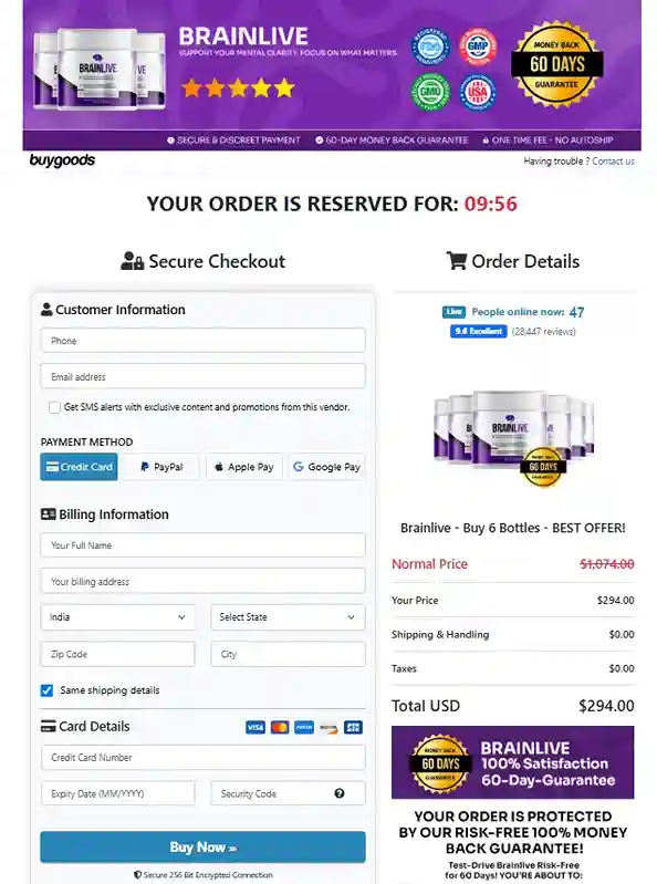 BrainLive Order Page